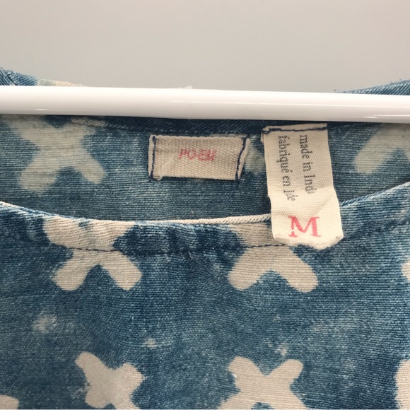 Anthropologie PO-EM Tunic Chambray Blue X’s Sz Medium - Picture 2 of 8